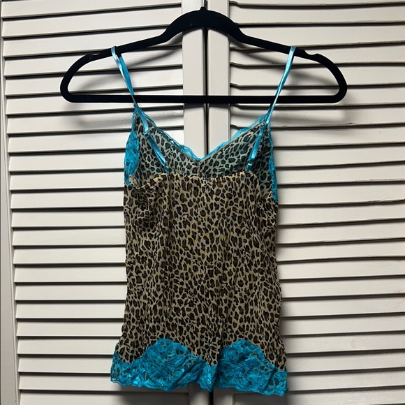 Rampage Leopard Print Camisole with Blue Lace - Picture 4 of 5